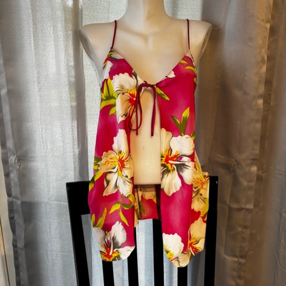 Y2K Pink and White Asymmetrical Tie Front Camisole size small